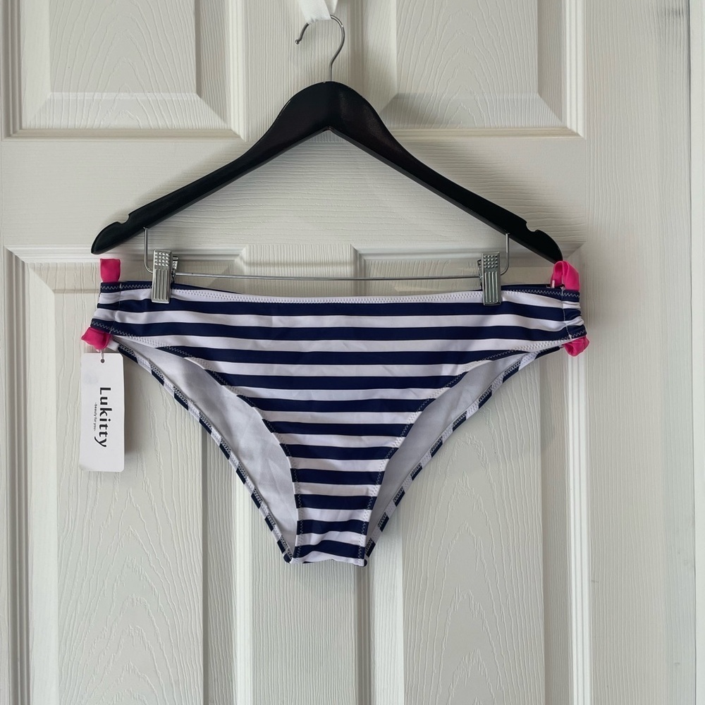 Woman’s striped bikini bottoms